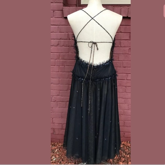 MAX AZRIA Runway Blue Beaded Tulle Gown Dress bcbg - Picture 2 of 8